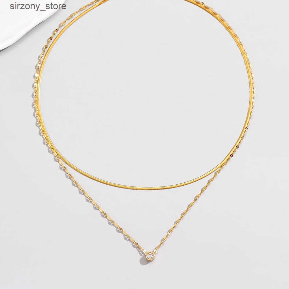 eManco Womens Charming Double Chain Rhinestone Embellished Necklaces Round Snake Chain Stacked Necklace 48 Hours Shipping z250513EWJU