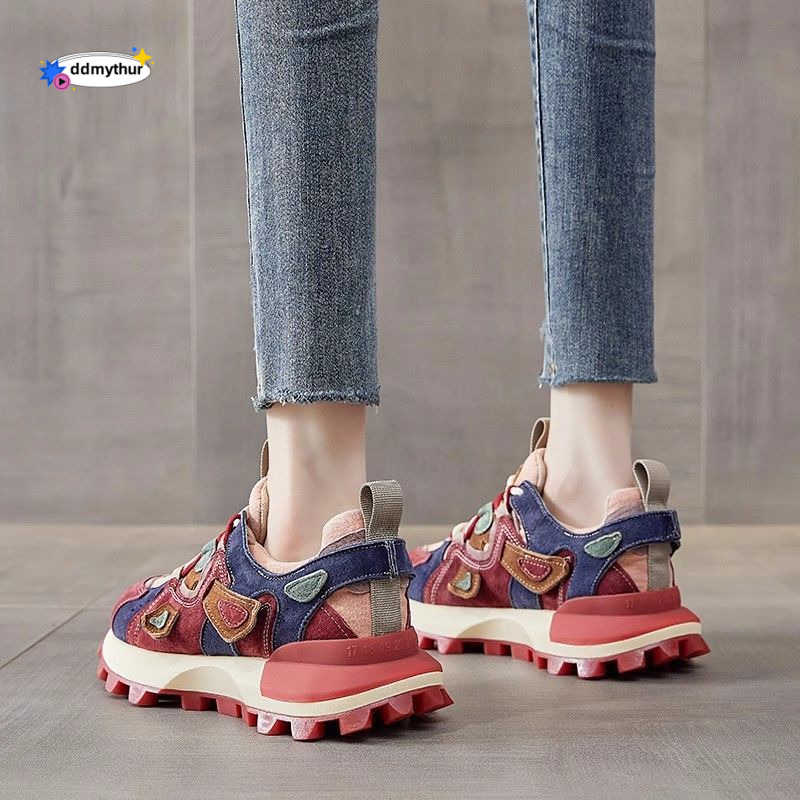 Women's 2025 soft soled stylish running shoes, color blocked internet famous sports and leisure dad shoes ddmythur