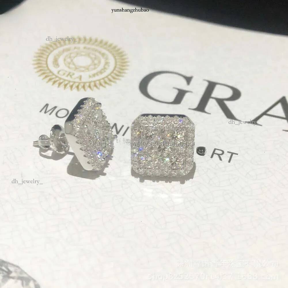 Custom Fashion Finey Jewelry Sterg Sier Earrings Ice Out Vvs Moissanite Dia Earring for Woman