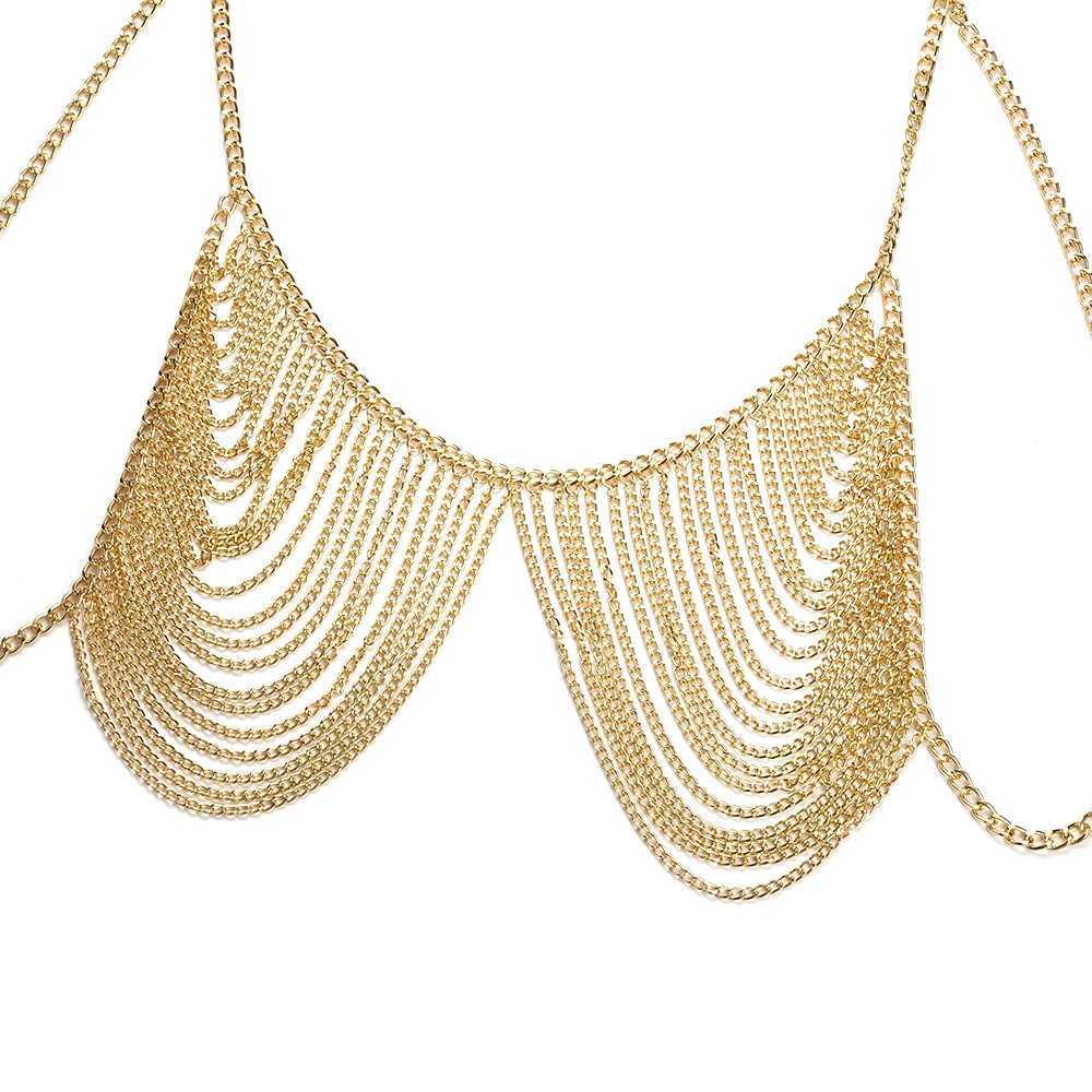 Sexy Chest Bra Chain Body Jewelry Women Metal Chain Multi Layer Body chain Jewelry Beach AccessoriesT250513