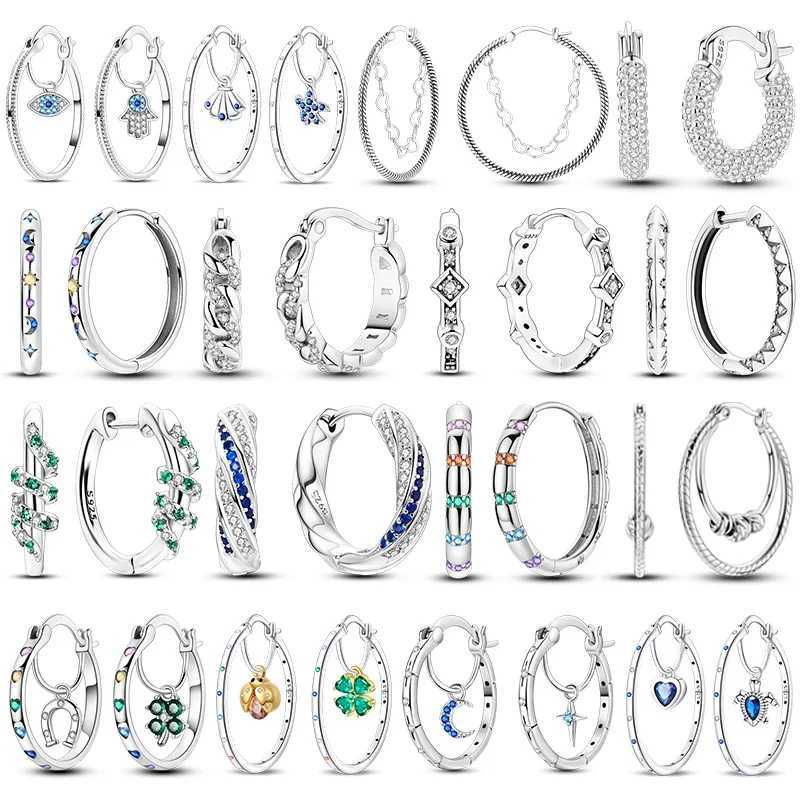 2024 New 925 Sterling Silver Exquisite Four Leaf Ladybug Sea Turtle Star Hoop Earrings Women Engagement Wedding Jewelry Gift Y250510
