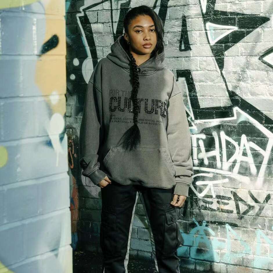 sweatshirt, cool and trendy, internet famous hooded cover with rhinestone letter print, new long sleeved top jacket