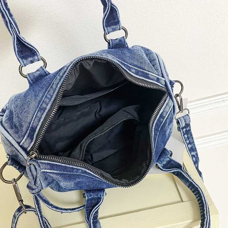 Brand Boston Bag Handbag Large Capacity Tote bag women Retro Jeans Bag For Women Moto Style Denim Crossbody Bags TravelW250513