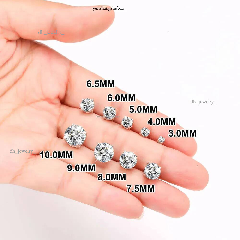 Dropshipping Usa Warehouse 3mm-10mm Gold Plated Sterg Sier Vvs Moissanite Dia Women Mossanite Stud Earrings Men