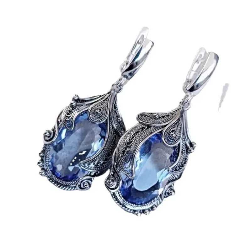 New Classic Fashion Blue Zircon Womens Creative Earrings Jewelry Y250510