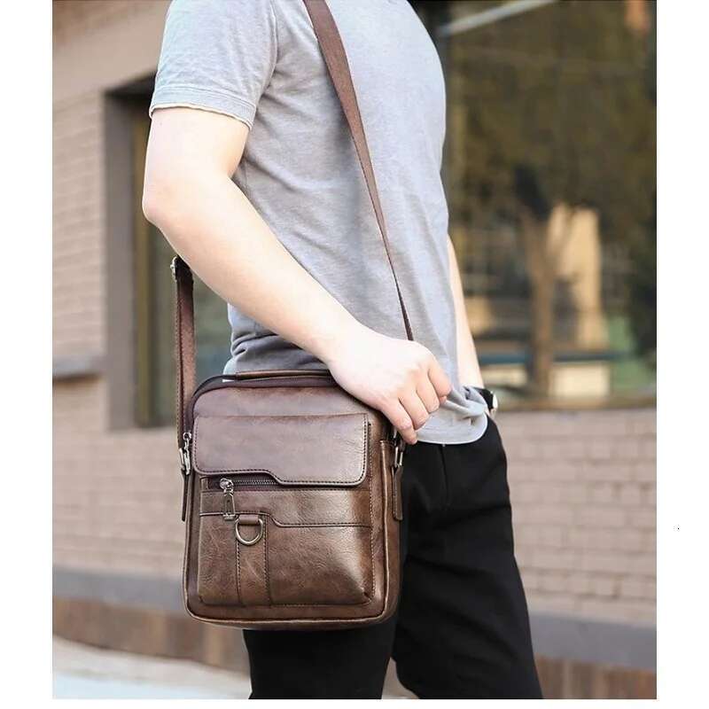 Brand Shoulder For 9.7" Ipad Men PU Leather Flaps Men's Crossbody Bags Business Flap Male Solid Messenger Travel Bag