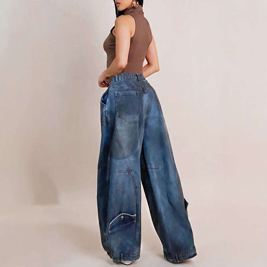 new vintage washed reversed waist women's jeans