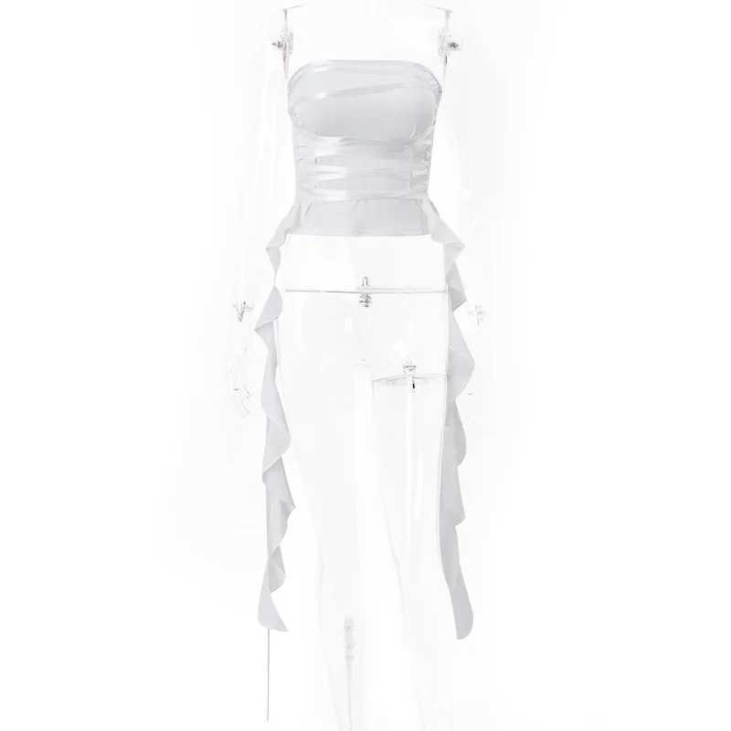 Sexy Cross Bandage Off Shoulder Tank Top Women Strapless Sleeveless Bare Midriff Camisole Female Tube Top Cropped Vest M250513
