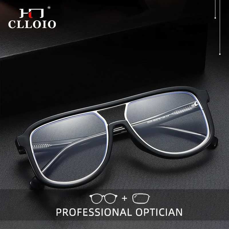 CLLOIO Retro Trendy Prescription Optical Square Glasses Men High Quality Reading Glasses Anti Blue Light Progressive Eyeglasses W250513