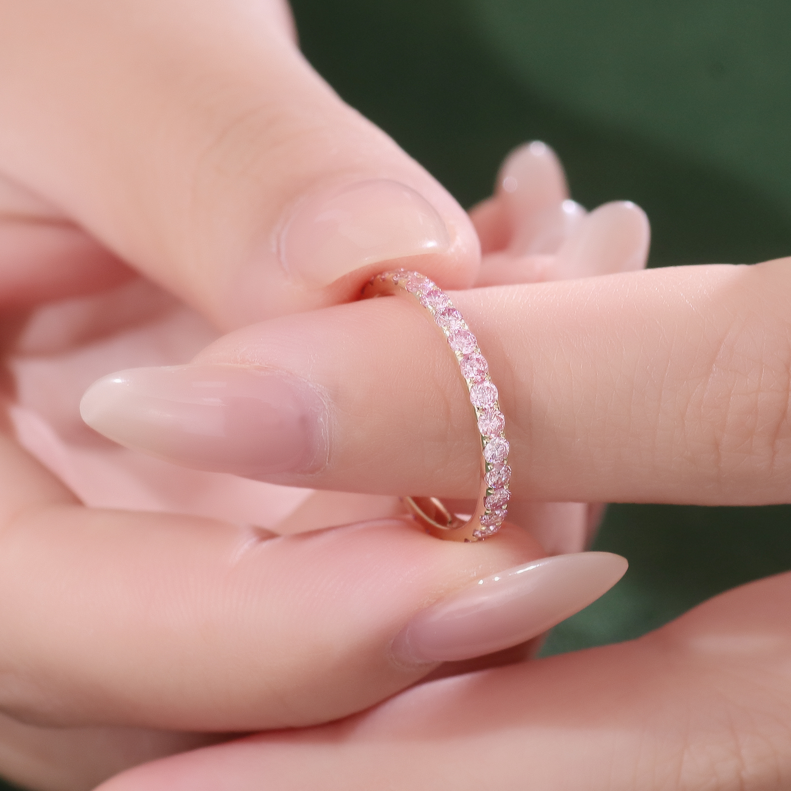 Handmade Genstone Sakula pink Morganite Pink 18K 14K 10K Yellow Wedding Rings Couple Set Fine Jewelry Rings Eternity Anniversary Band Rings