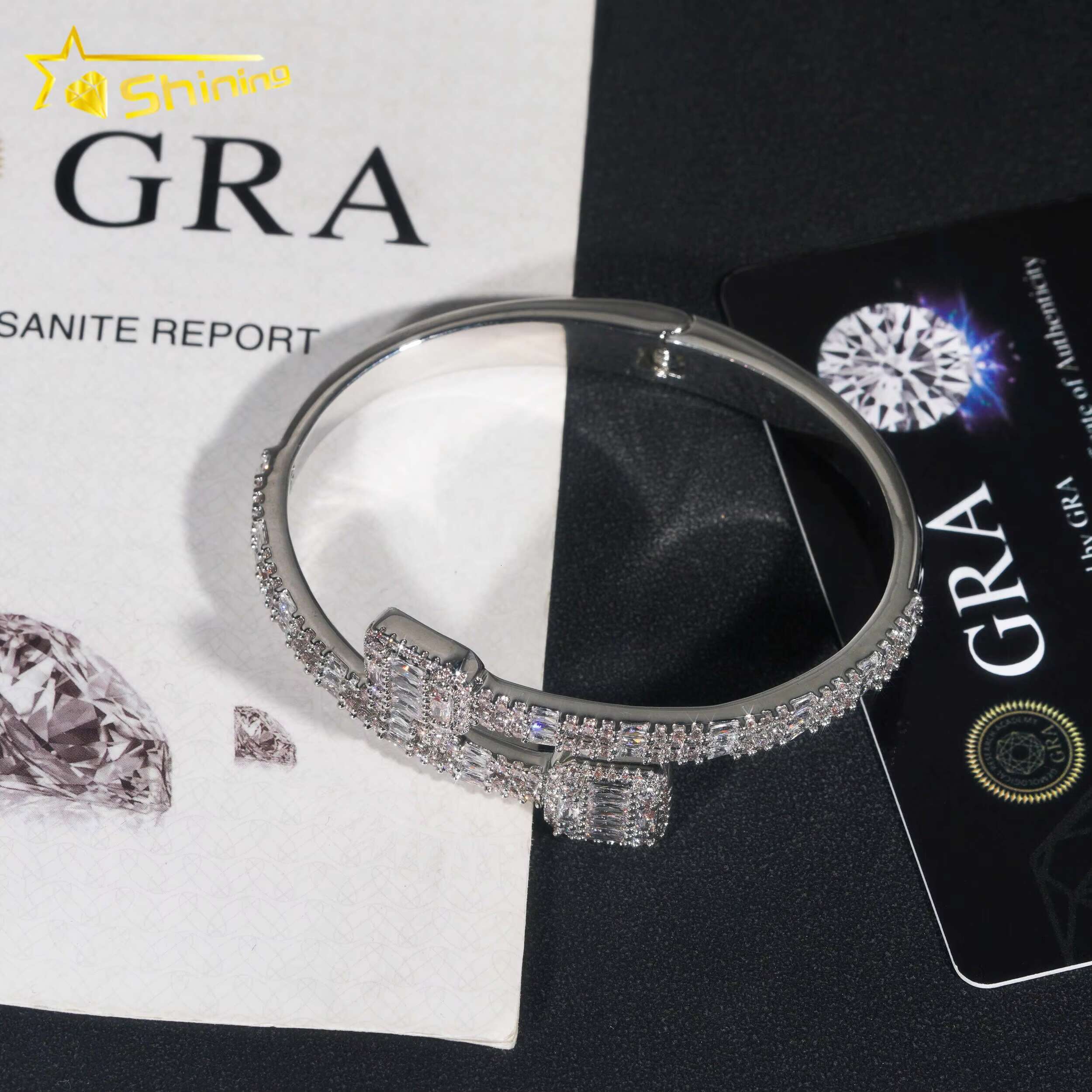 Fashion Jewelry Iced Out Popular Bracelets Bangles Real 925 Silver Moissanite Bracelet