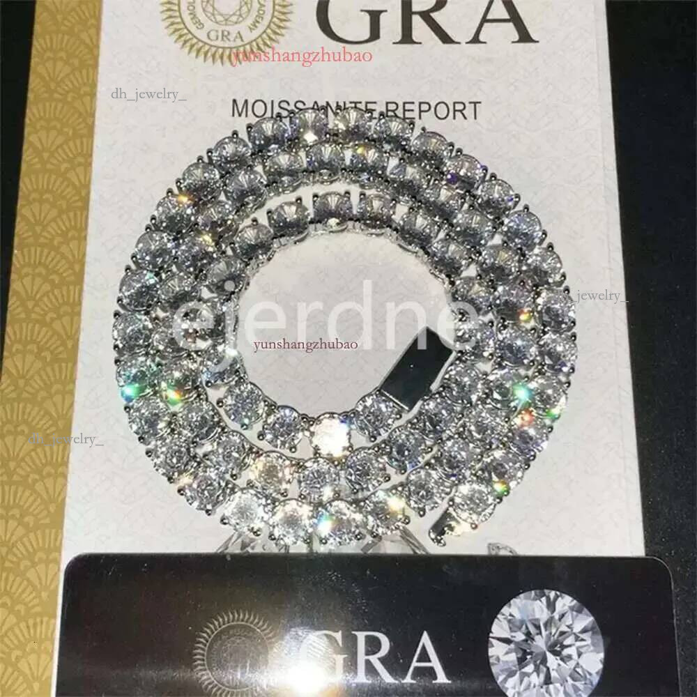 5mm Width Iced Out Dia Mossanite Tennis Men Women Gold Chain Pass VVS Dias Test Hip Hop Jewelry sier Necklace