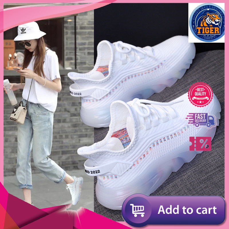 Ddmytiger Flyknit Casual Mesh Breathable Sports Women S Jelly Bottom Coconut Student Running Shoes Outdoor Shoes