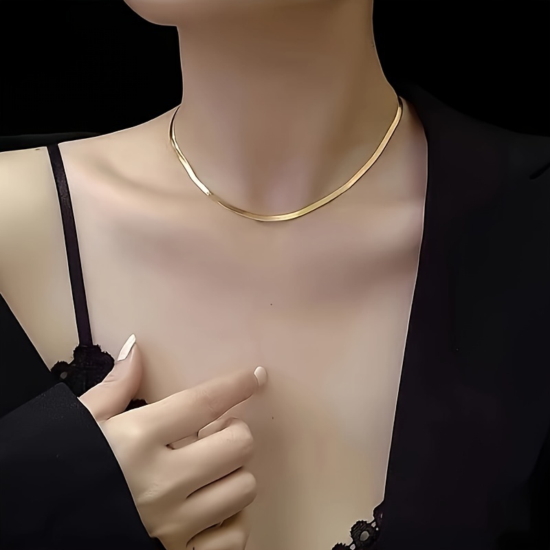 Hypoallergenic Luxury Accessory: Sterling Silver S925 Herringbone Style Chain Necklace