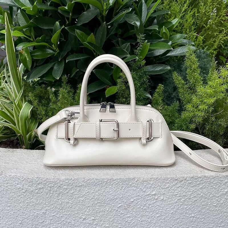 Brand Women's Genuine Leather 2025 New Belt Buckle Half Moon High Quality Casual Crossbody Bag Handbag