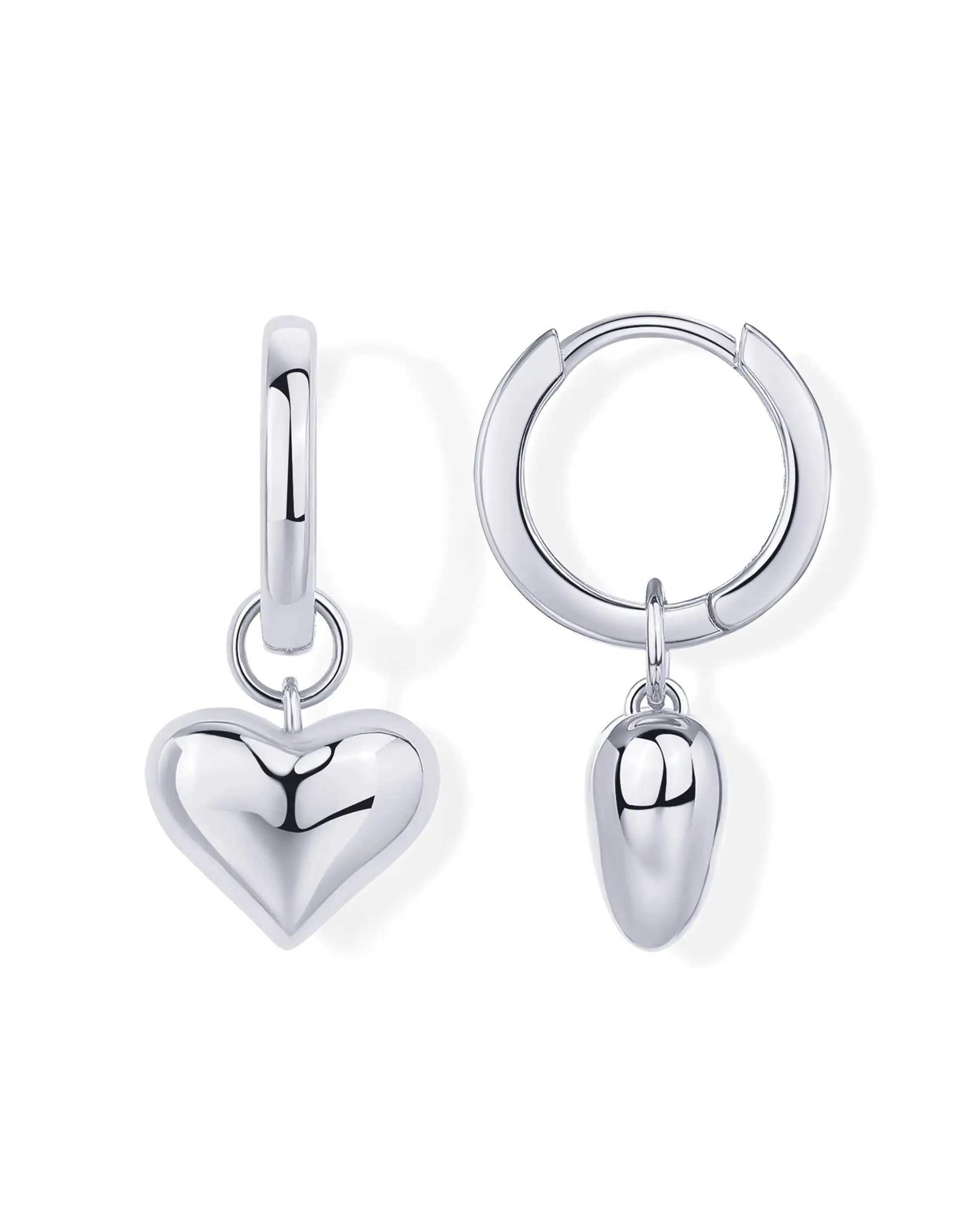 Shevalu Heart Pendant Earrings for Women Fashion 14K Gold Plated Sterling Silver Post Design Charm Huggie Hoops Earring For gift Y250510