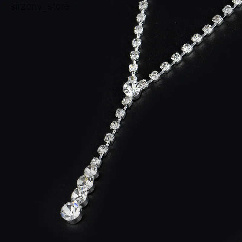 Fashion Drop Crystal Jewelry Set Rhinestone Necklace Earrings Jewelry Set for Bridal Bridesmaid Wedding Clothing Accessories z250513ZUTU