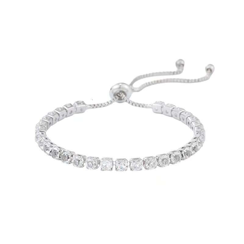Bracelet set white zircon tennis drawstring single double row dia bracelet