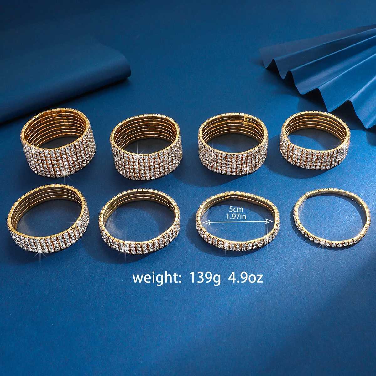 Fashion Light Luxury Multi Row Adjustable Elastic Full Diamond Bracelet Jewelry Suitable for Travel Party Festival Gifts-5104 XJ250707