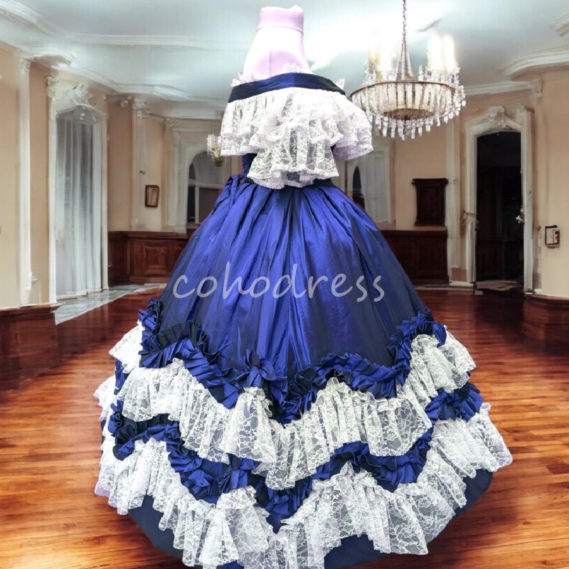 Old European Attire Prom Dress 19th Century Bustle Evening Dress With Lace Elegant Corset Formal Birthday Party Gown Bespoke Occasion Vestio De Fiesta