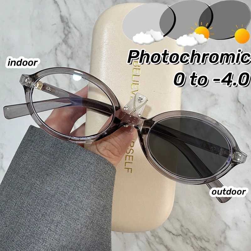 Oval Small Retro Photochromic Korean Myopia Glasses Anti-blue Light Eyeglasses Eye Protection Ladies Optical Spectacle Eyeglasses W250513