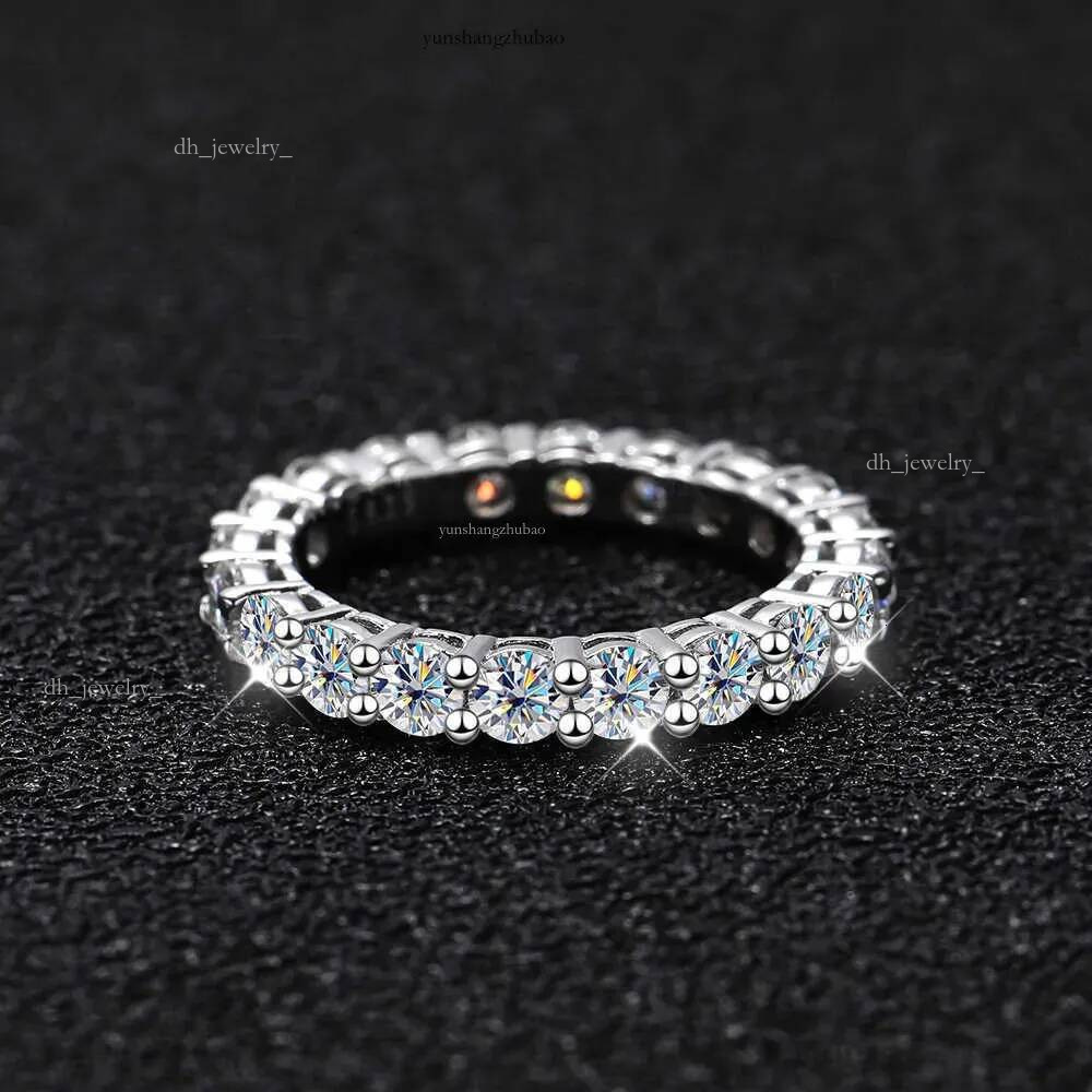 Band 22 Ct Full Moissanite Row For Women Sterg Sier D White Gold Dia Rings Eternity Wedding Fine Jewelry