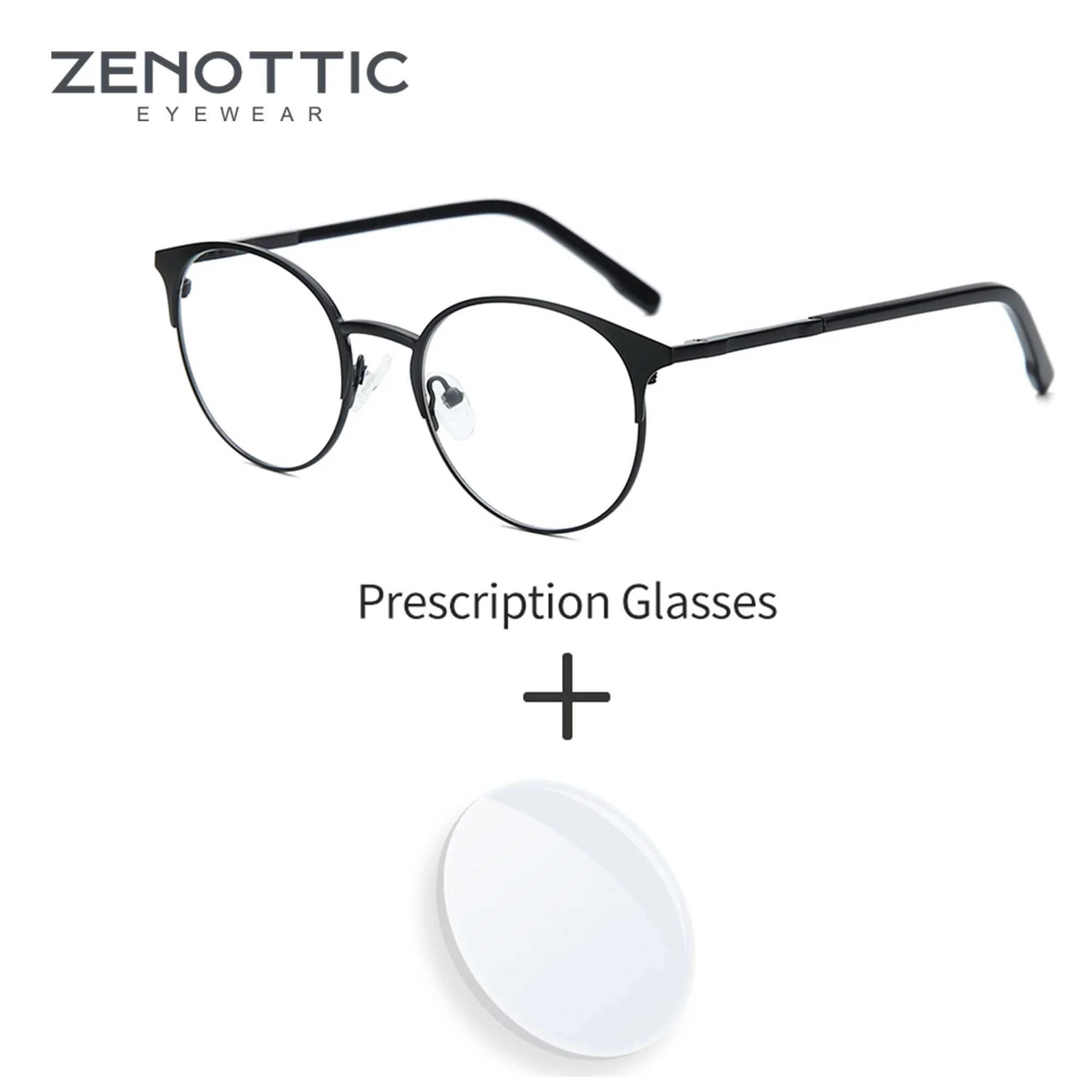 ZENOTTIC Fashion Metal Prescription Eyeglasses Men Glasses Women Myopia Hyperopia Progressive Anti-Blue Light W250513
