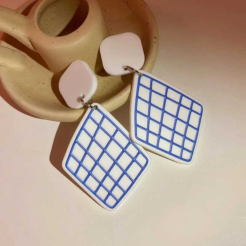 Acrylic Resin Korean Geometric Earrings Simple Round Square Triangle Drop Dangle Earrings for Women Girl Party Jewelry Y250510