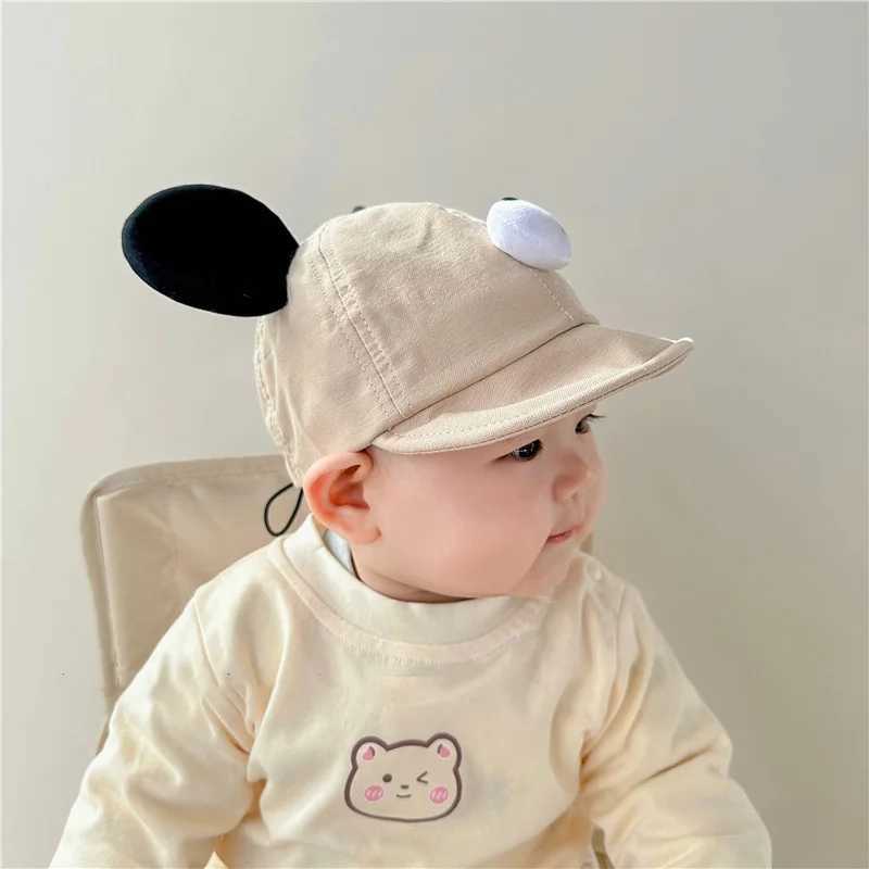 Korean Baby Cap Cute Big Ears Infant Boys Girls Baseball Cap Soft Eaves Cotton Toddler Kids Peaked Hat Solid Color Sun Hats R250512