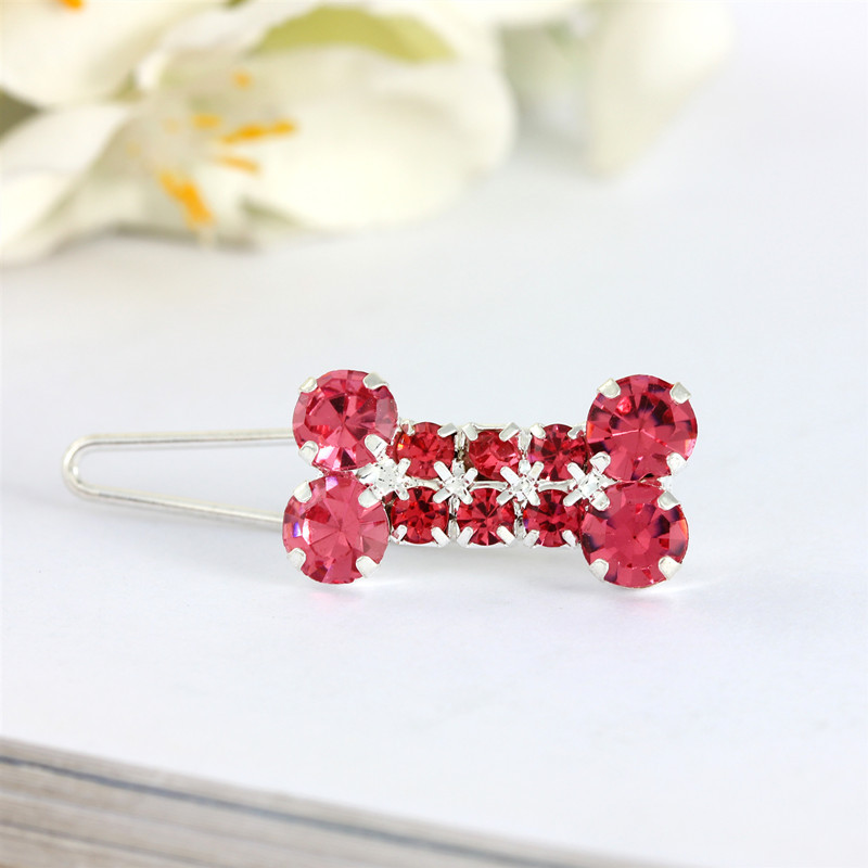 Luxury 4Pcs Diamond Dog Bone Princess Hair Clip, Pet Hair Accessories, Cat and Dog Accessories, Photography Hair Accessories Props, Suitable for Long-