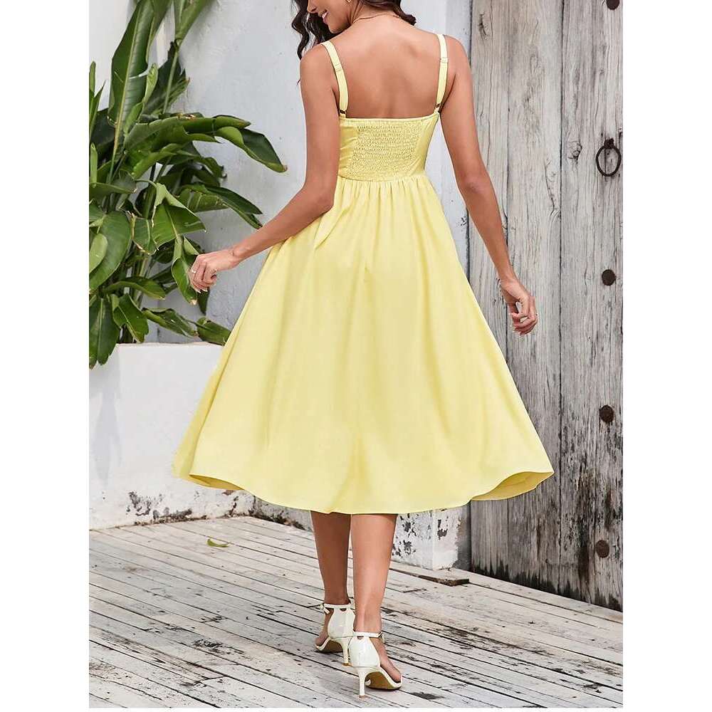 NewAsia Women's Adjustable Straps Lace Midi Corset Dress Tie Up Ruched Fashion Casual Holiday Long Dresses New Arrival