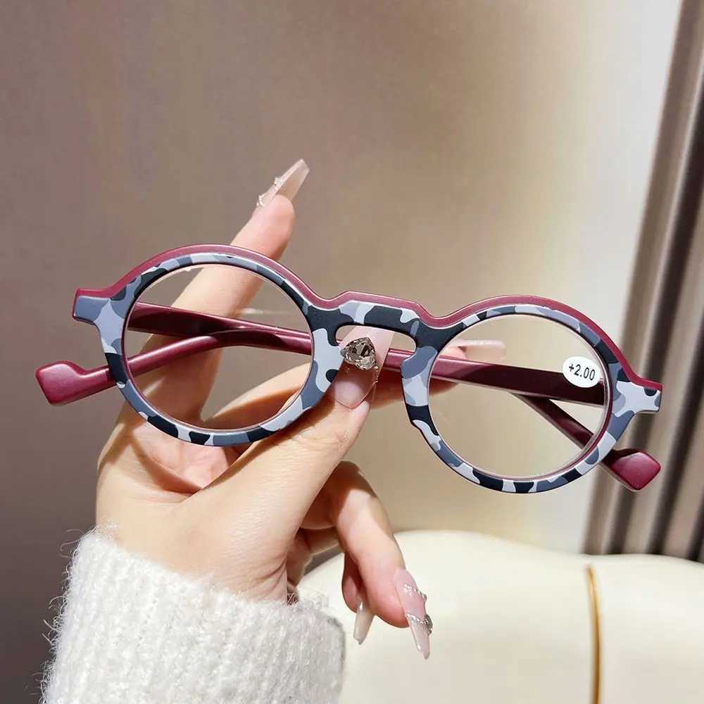 Shata Chinese Style Camouflage Military Green Reading Glasses Men Women Artistic Retro Round Frame Spring Leg Prescription Glass W250513