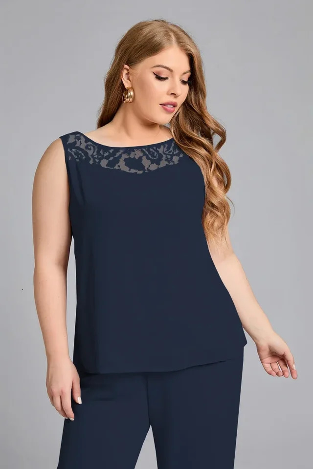 Plus Size Mother of the Bride Sequins Mesh Three Pieces Set Pant Suits Outfit Sets for Wedding Guest Evening Party Gown 2024 250506