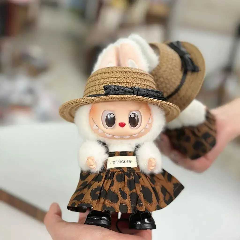 Mini DollS Clothes Outfit Accessories For 15-17cm Clothing Labubu and 10cm cotton doll Leopard print skirt hat shose ClothingT250513