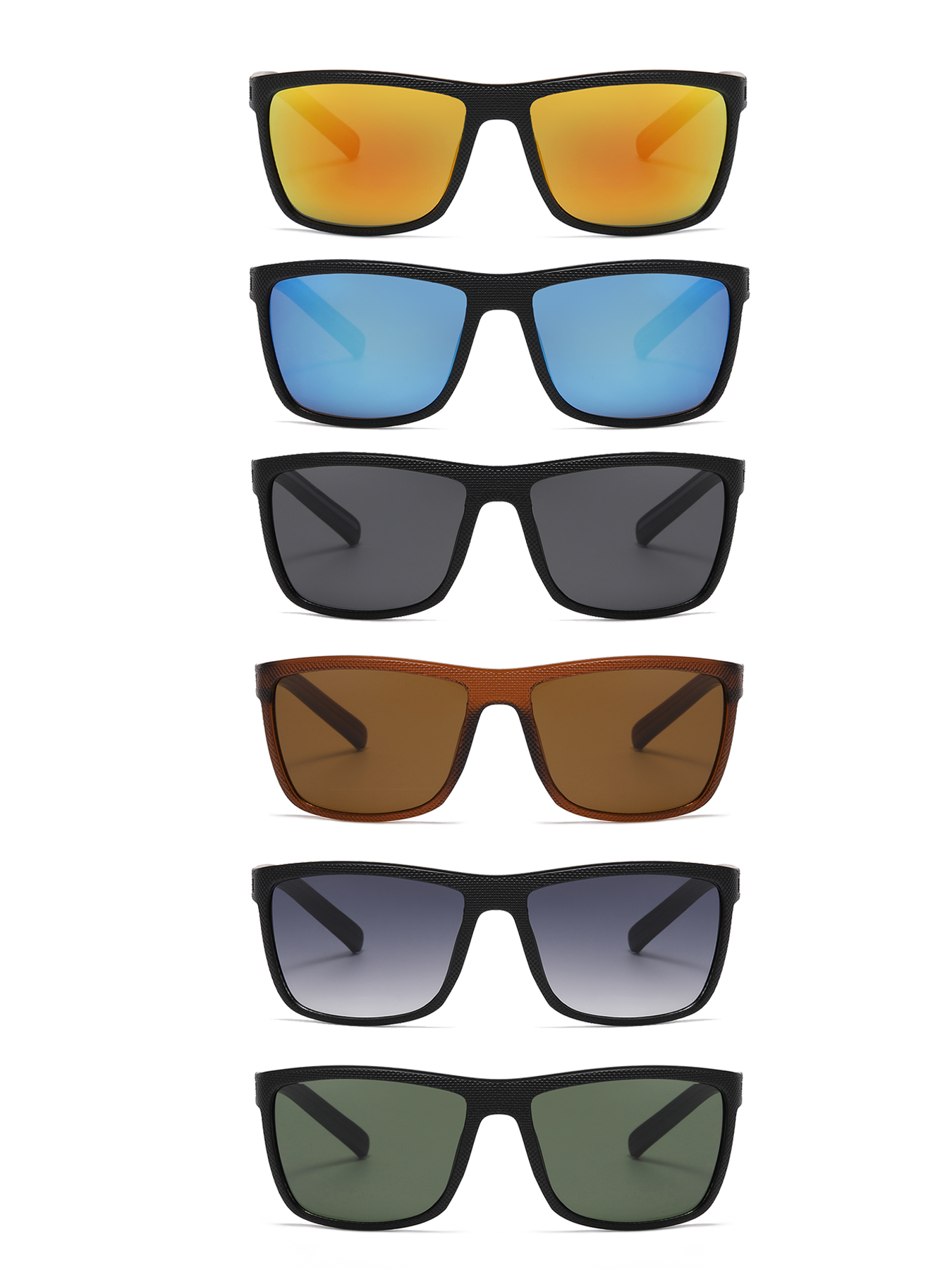 6 pieces of multicolor fashionable sports sunglasses for both men and women classic rectangular lightweight box for daily cycling hiking fishing trave