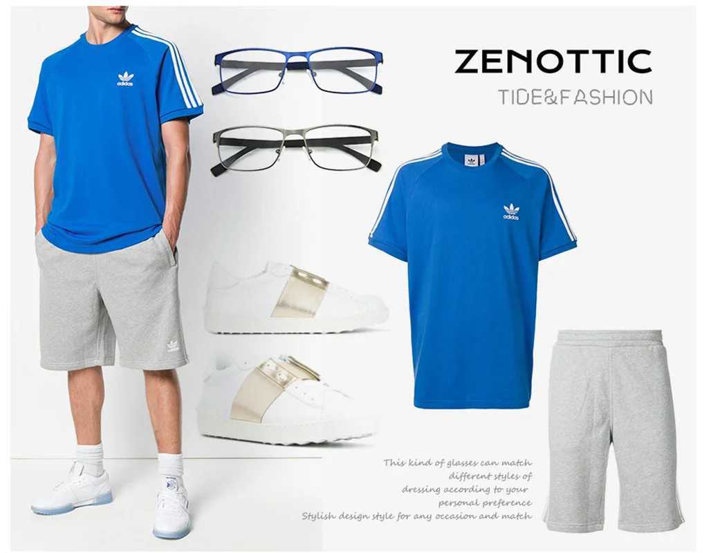 ZENOTTIC Alloy Square Progressive Prescription Glasses for Men Anti Blue Light/Photochromic Optical Eyeglasses W250513