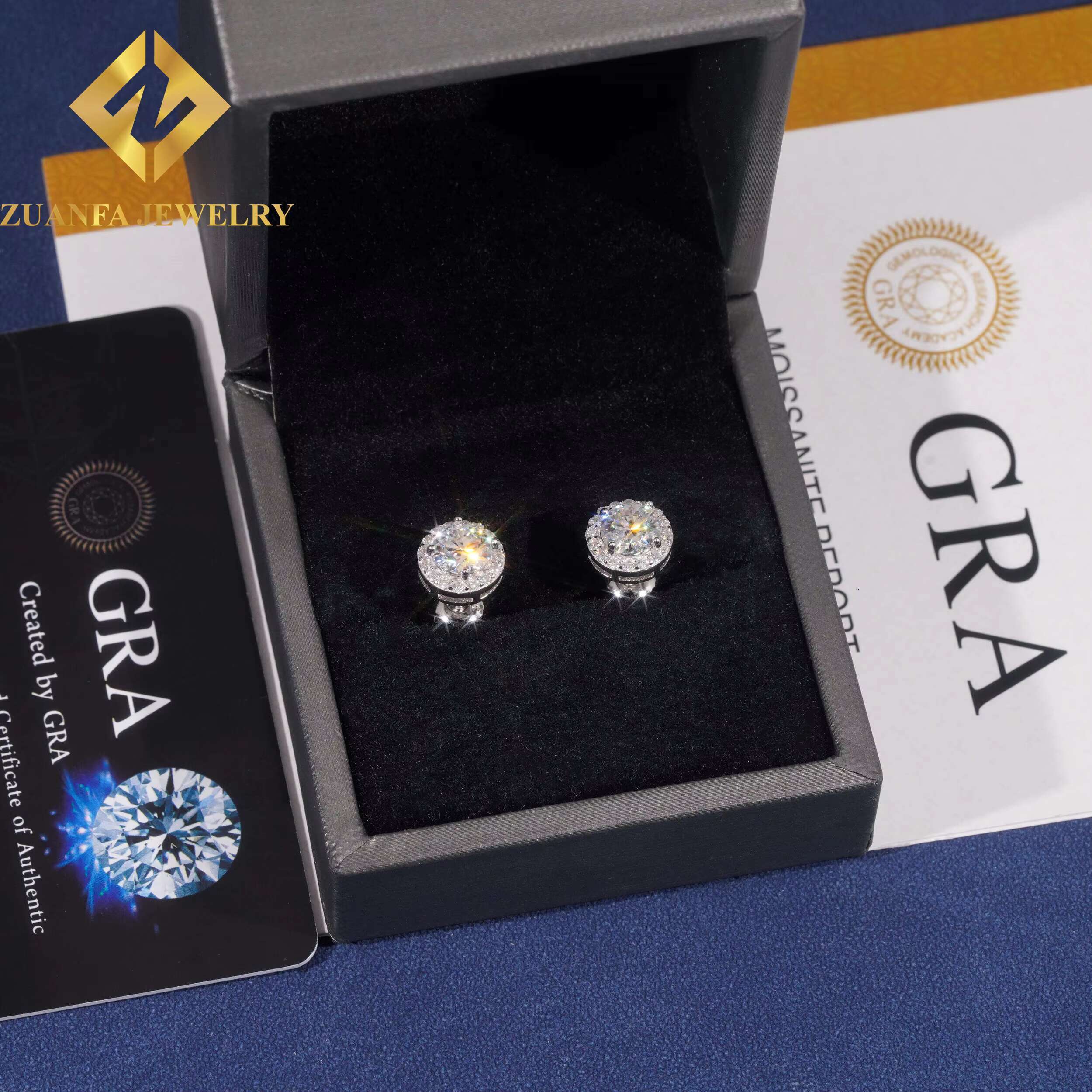 Popular Luxurious Stud Jewelry Fashionable 925 Sterling Silver VVS Moissanite Iced Out Stud Earring