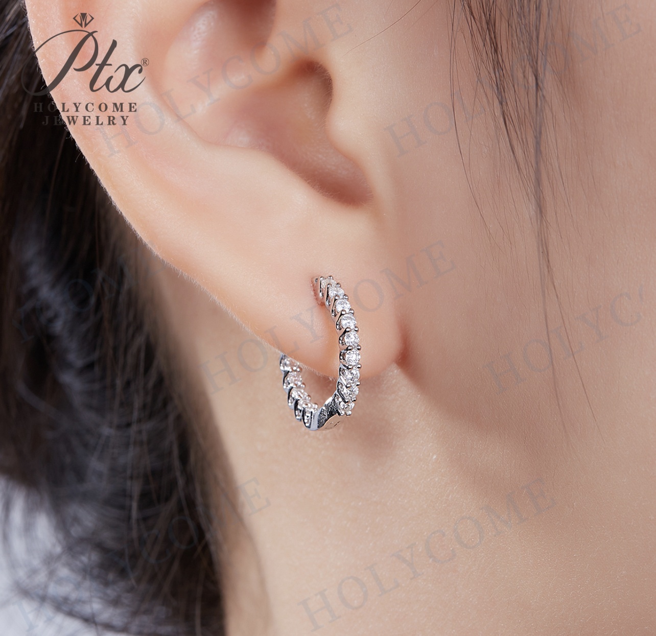 2MM D Color Moissanite Diamond Earring 925 Sterling Sliver 18K Plated White Yellow Rose Gold Mini Hoop Earrings Women Wedding Charms Jewelry