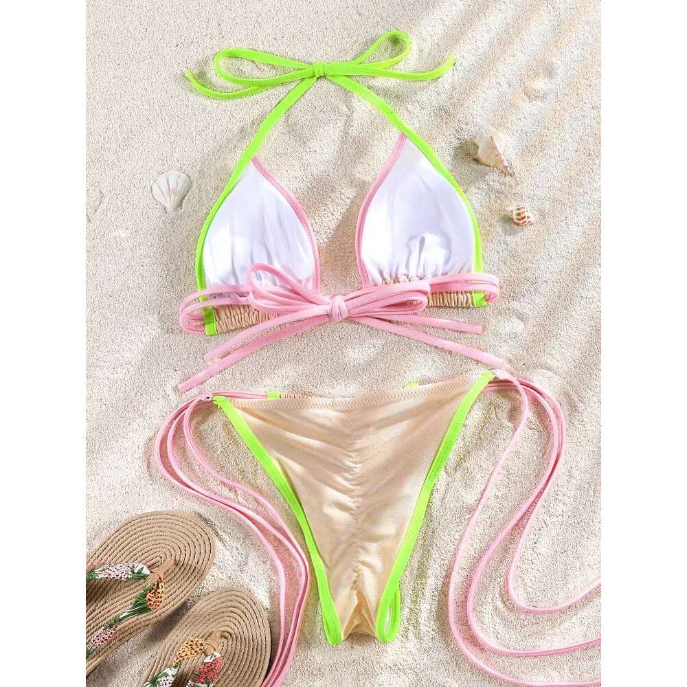 ZRTAK Bikinis Swimsuit Women Bikini Set Triangle Swimwear String Beachwear Thong Two Piece Suits Brazilian Biquini