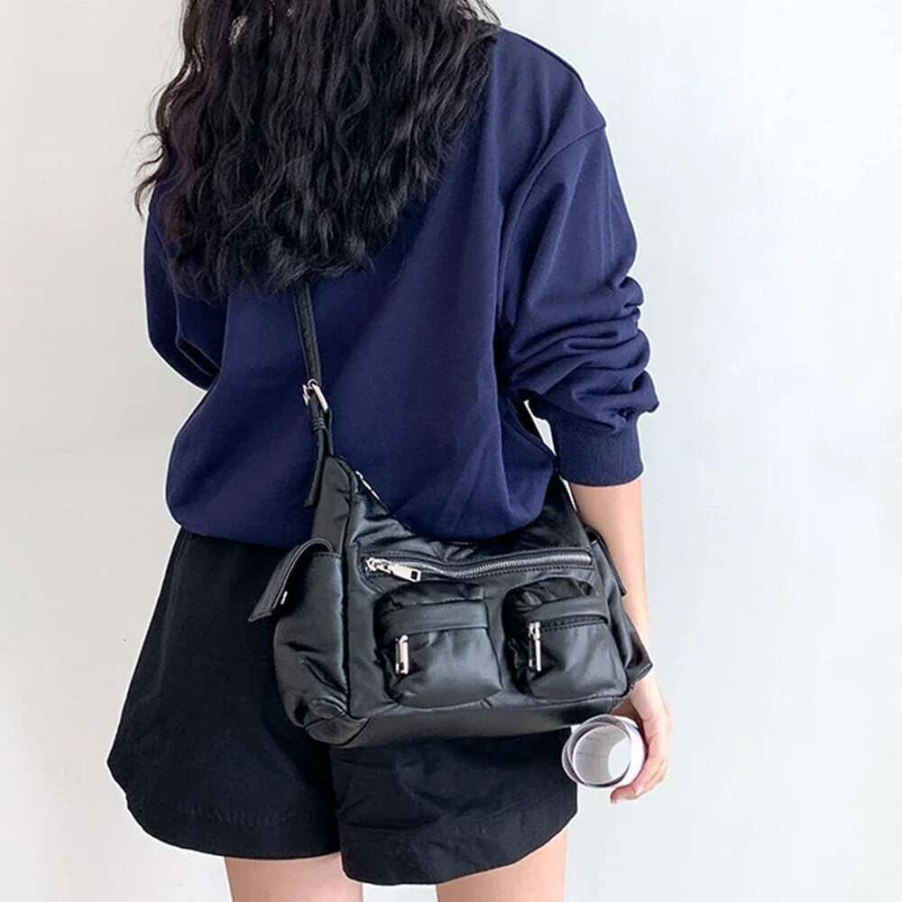 Large Capacity Sling Bags Women's Multi-Pocket Satchel Leather Retro Commuting Shoulder Ladies Solid Versatile Crossbody Bag