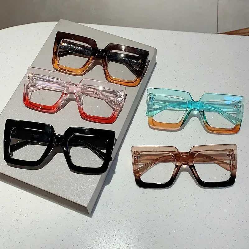 Large Square Frame Anti-Blue Light Reading Glasses Retro Luxury Brand Designer Black Eyeglasses Computer Transparent Eyewear W250513