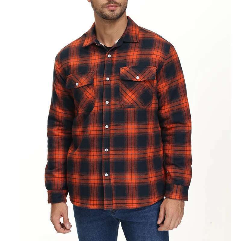 MAGCOMSEN Men's Fleece Plaid Flannel Shirt Button Up Casual Cotton Jacket Thicken Warm Spring Work Coat Sherpa Outerwear