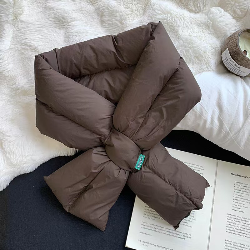 T698 cross scarf women's new down cotton small scarf autumn and winter Korean version simple versatile thick decorative neck protection