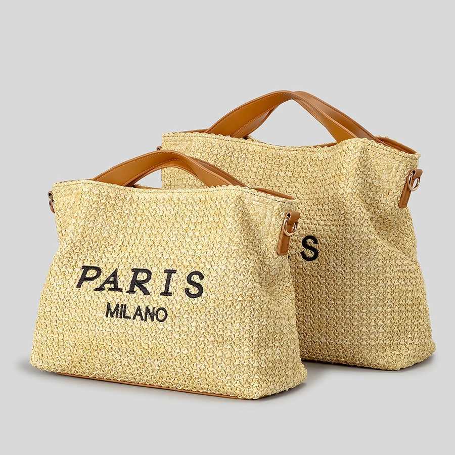 Fashion Letters Straw Women Handbags Casual PP Straw Shoulder Crossbody Bags Summer Beach Large Capacity Tote Bag Holiday 2025 Z250513