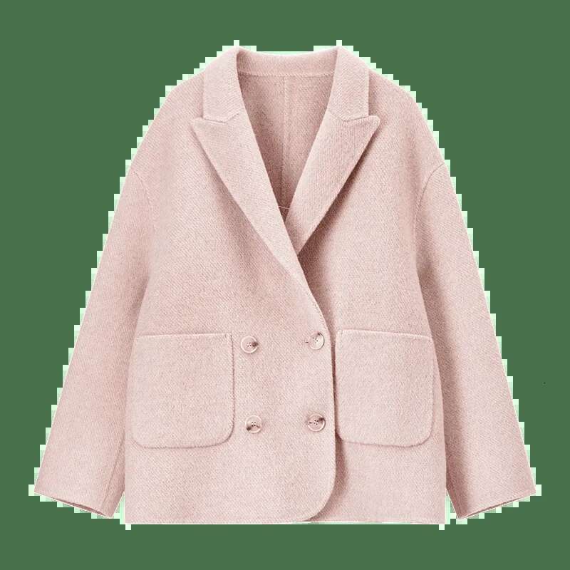 SENTUBILA Winter Oversized Woolen Coat Women 2024 New Fashion Korean Style Double Breasted Pockets Wool Jackets W44O56003