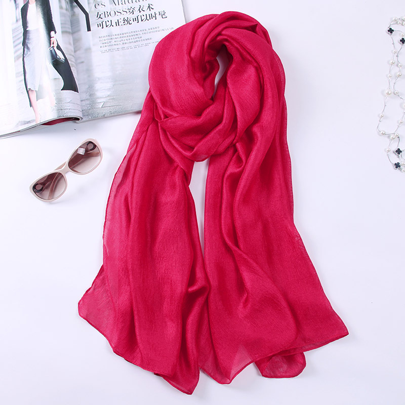 K709 Pure color silk scarf Korean style linen scarf female summer long sun protection shawl spring and autumn gauze scarf breathable enlarge autumn an