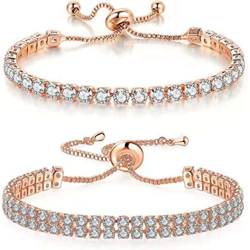 Bracelet set white zircon tennis drawstring single double row dia bracelet