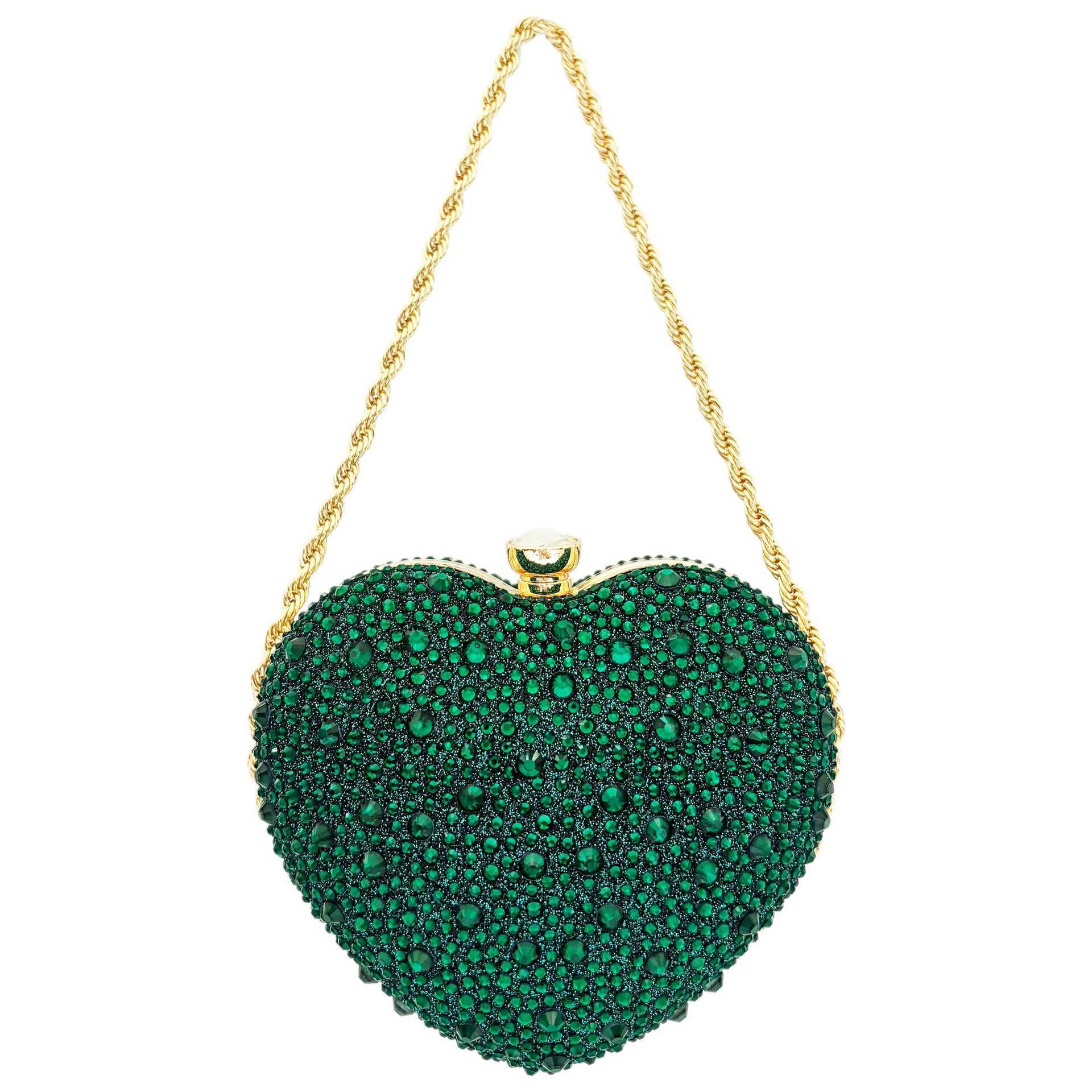 Banquet bag fashionable full diamond hand-held shoulder bag crossbody bag personalized hand-held bag wedding bag style love