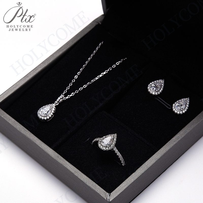 Pear Shape Halo Design Earrings Jewelry Set GRA Certification 0.5ct/1ct Ready to Ship DEF White Color 925 Sterling Silver Moissanite Earring for Women