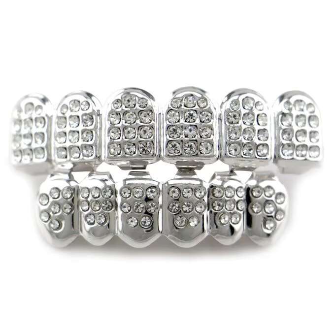 Real Diamond Hip Hop Teeth Grillz Top Bottom Moissanite Grills Dental Mouth Punk Teeth Rapper Jewelry